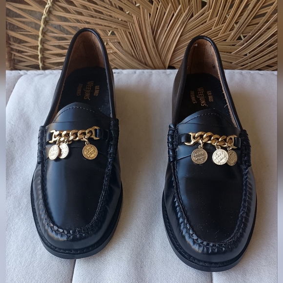 Weejuns Black Penny Loafers with Gold Accents_9 - Picture 2 of 8